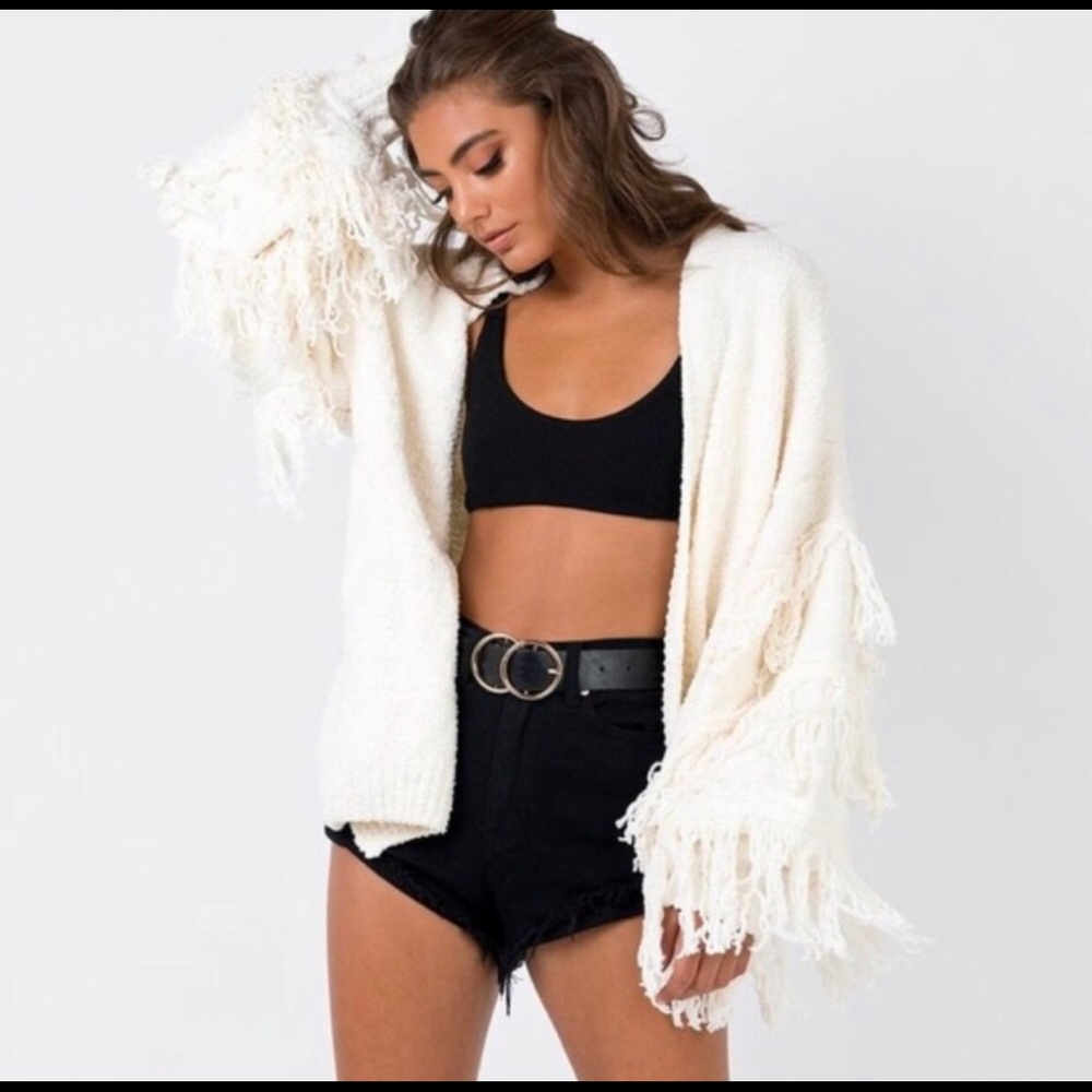Princess Polly white Jovi Fringe sweater